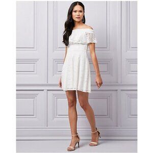 Women Le Chateau Lace Off-the-Shoulder Fit & Flare White Dress Size XXL